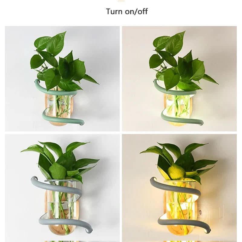 Blütenlicht – Leuchtdiode Wandvase Lampe Aus Holz & Aluminium Für Stilvolle Außenbereiche