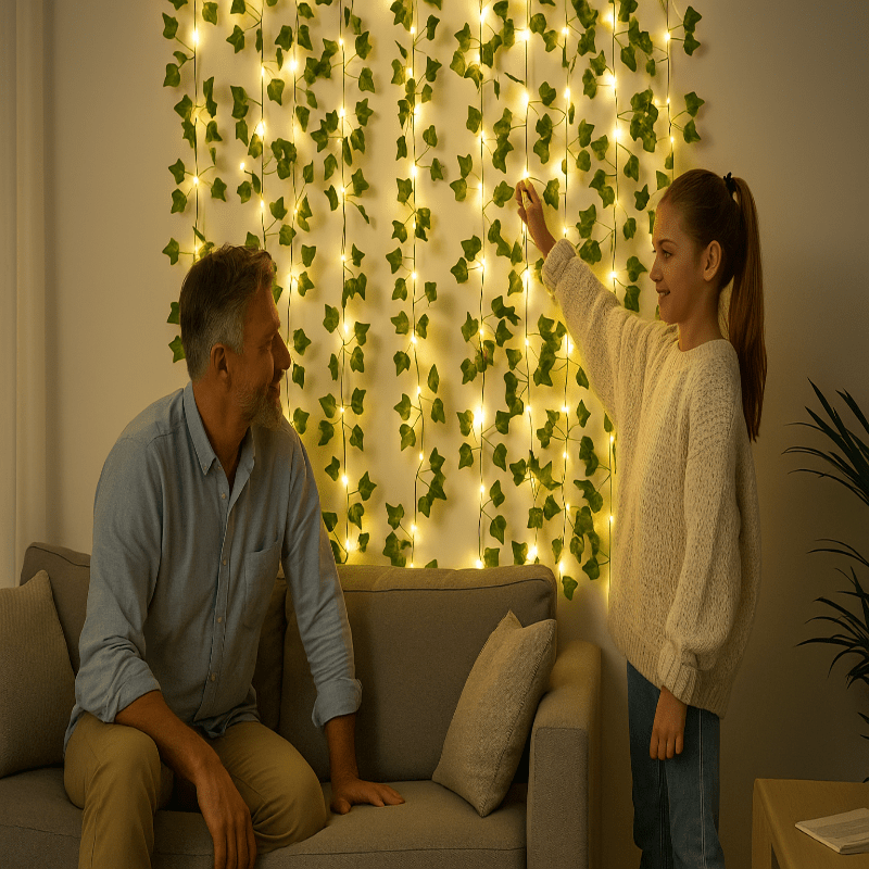 LUMIFOLIA – Elegante grüne LED-Lichterkette in Blattform (batteriebetrieben) 4