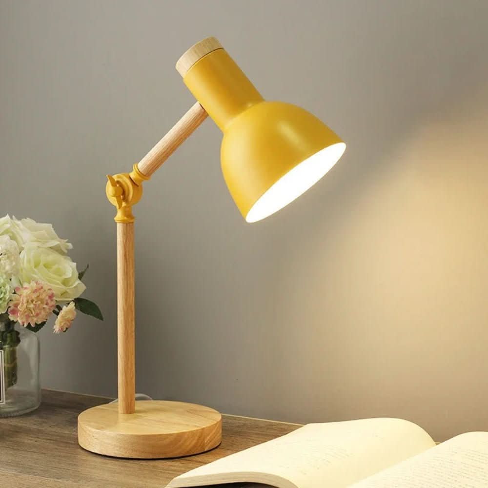 LUMOWOOD Schreibtischlampe – Skandinavische Tischlampe aus Holz mit LED & Verstellbarem Arm