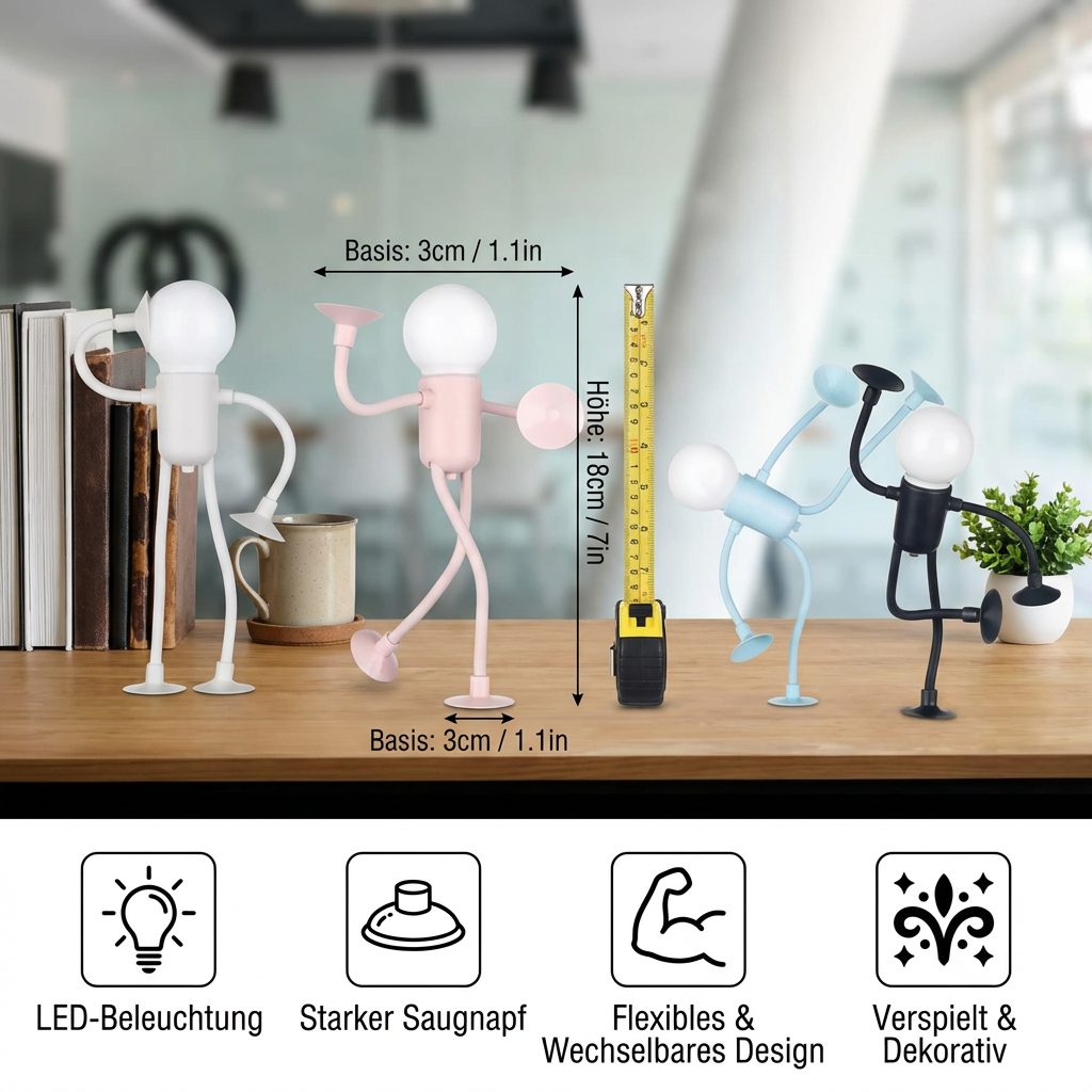 LED Lampe mit Saugnapf – Austauschbares und verspieltes Design für Dekoration