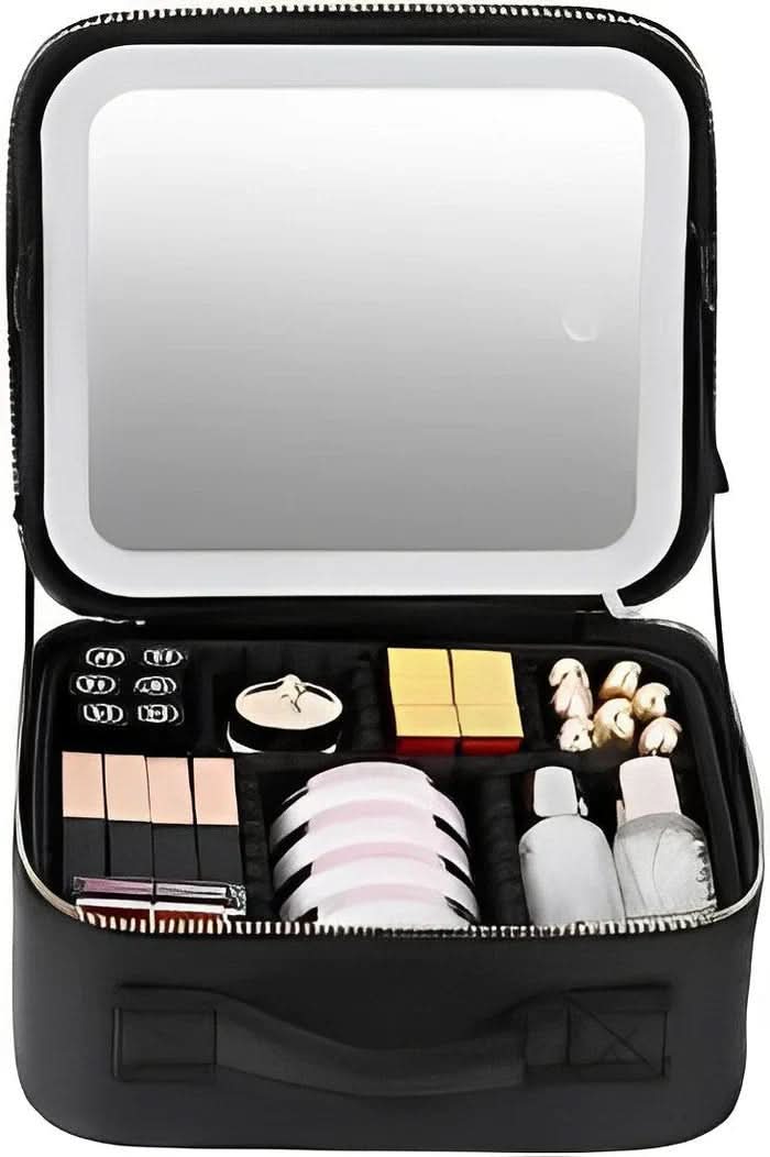 Mirrorglam Schminktasche – LED-Spiegel Und Ordnungshelfer Für Perfektes Styling Unterwegs