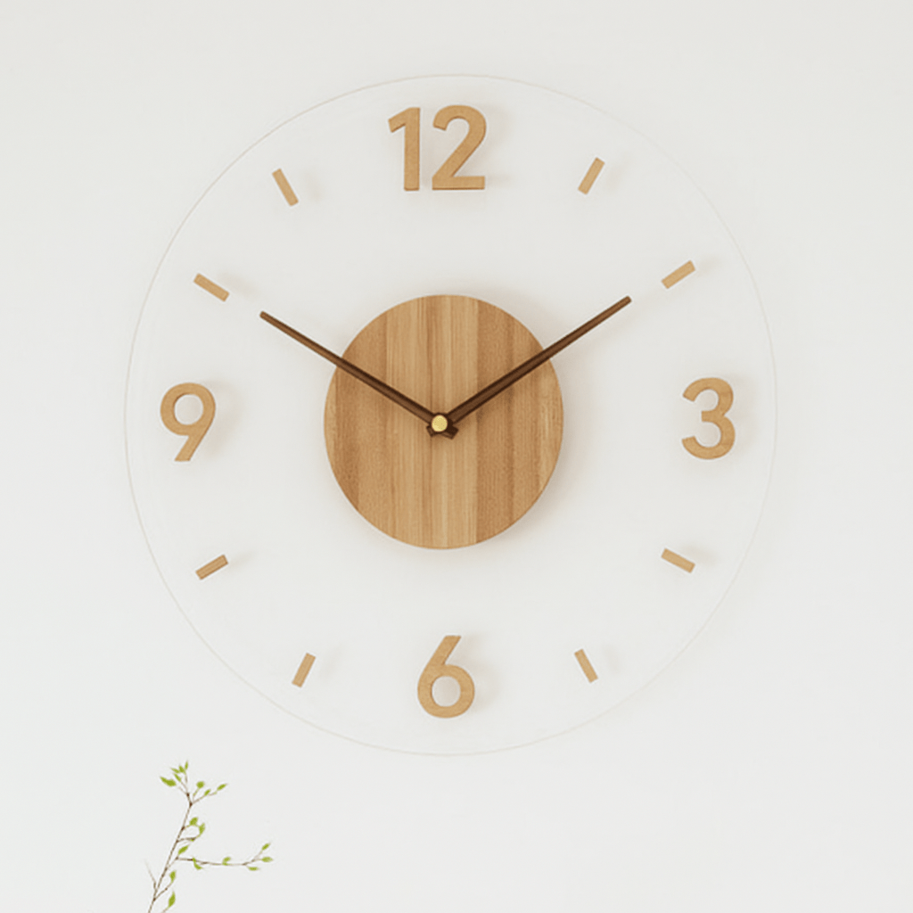 Nordisch Uhr – Geräuschlose Wanduhr im skandinavischen Design aus Naturholz