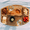 Portabel Holz Picknick Tisch – Faltbarer Picknicktisch aus Holz mit Glashaltern & Snackfächern | Für Garten, Strand & Reisen