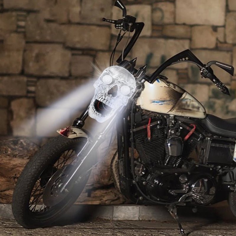 ROADREAPER – LED-Totenkopflampe für Motorräder mit Retro-Chrom-Finish 6