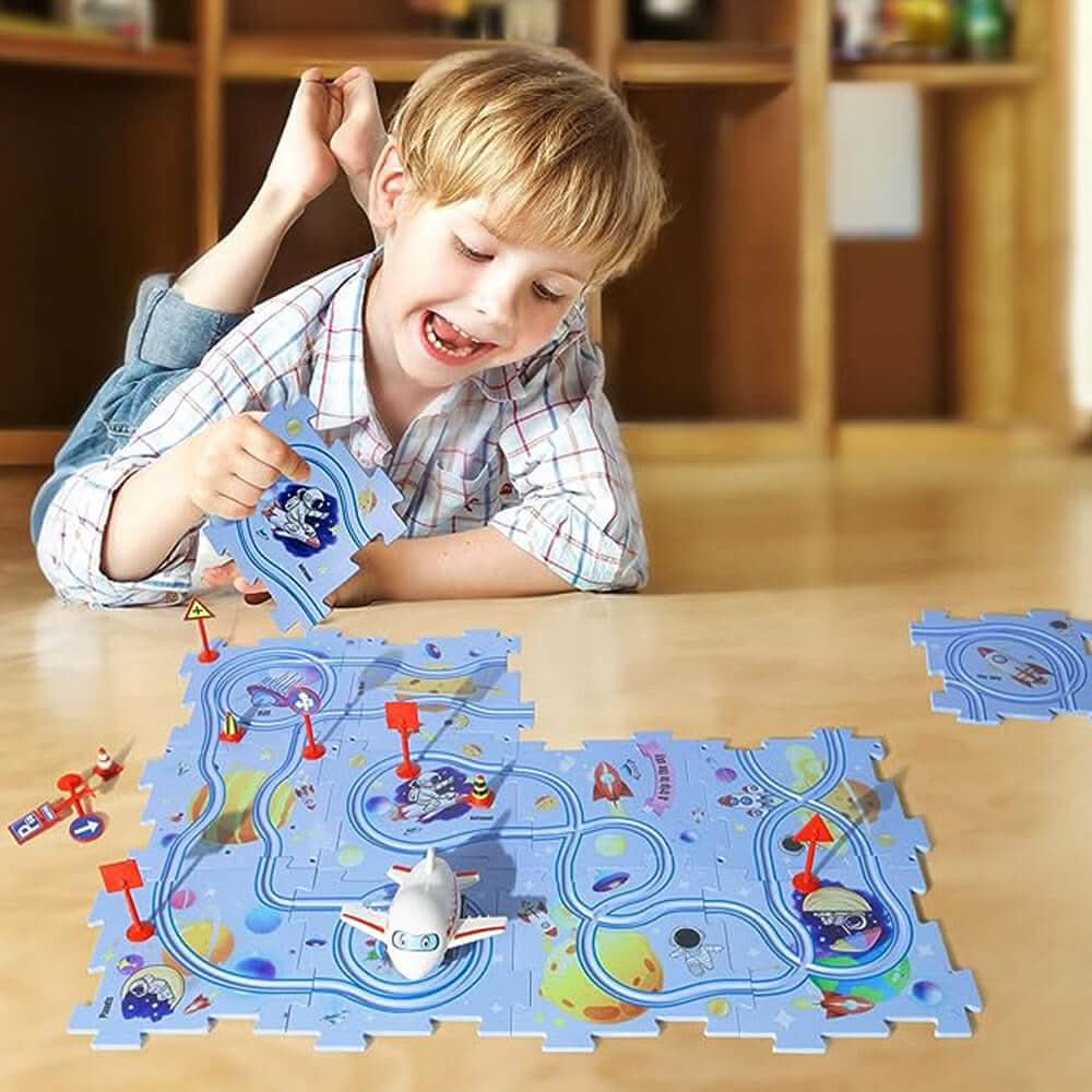 AutoPuzzle – Kreatives Rennstrecken-Puzzle mit Spielauto für Kinder