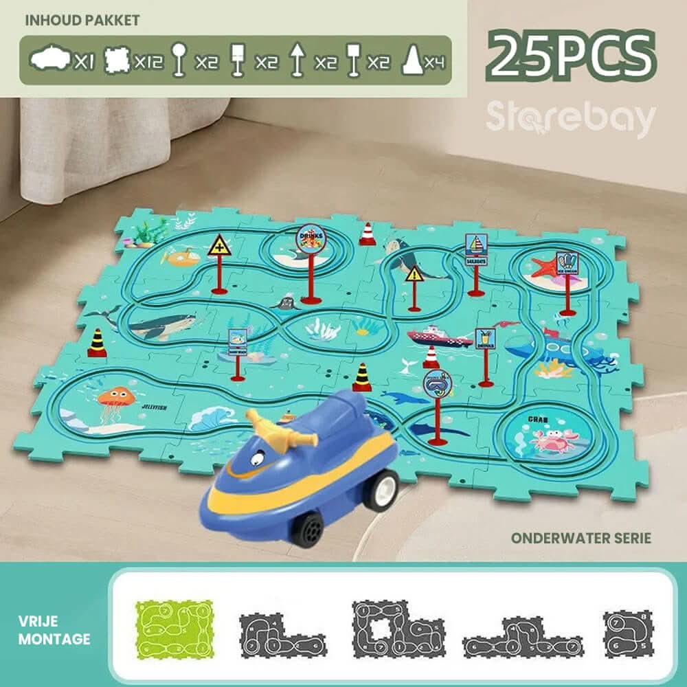 Kreativhandwerk Puzzlespiel – Kreatives Bau- und Rennspiel für Kinder