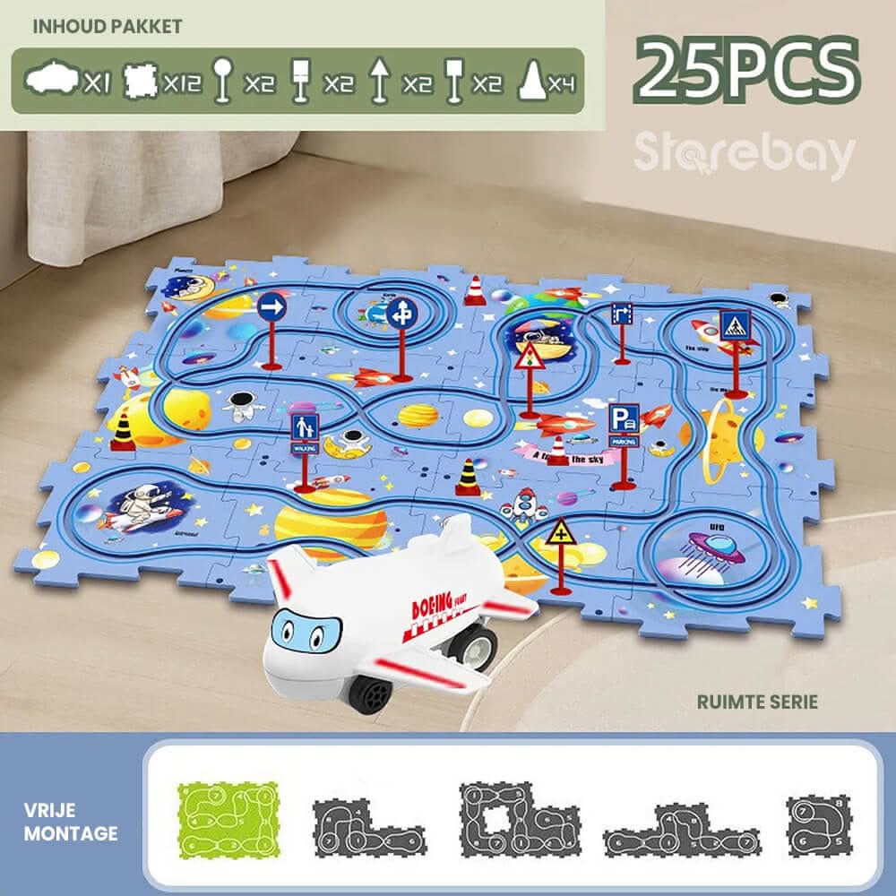 AutoPuzzle – Kreatives Rennstrecken-Puzzle mit Spielauto für Kinder