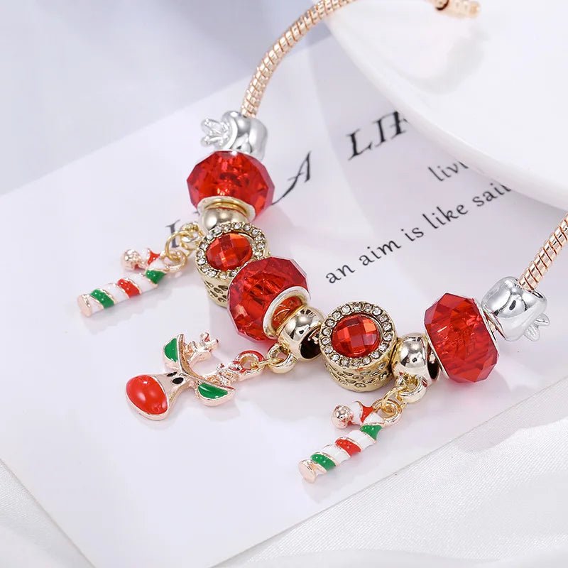 SNOWWRIST – Festliches Zuckerstangen-Charm-Armband mit verstellbarer Silberkette 2