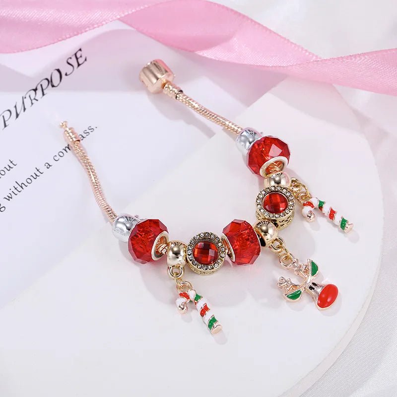 SNOWWRIST – Festliches Zuckerstangen-Charm-Armband mit verstellbarer Silberkette 4