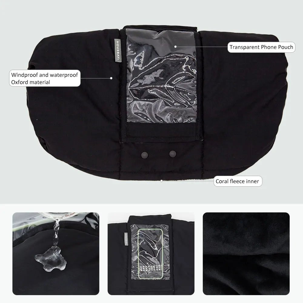 SNUGPUSH – Winddichte Kinderwagenhandschuhe mit Handy- und Taschentuchfach 2