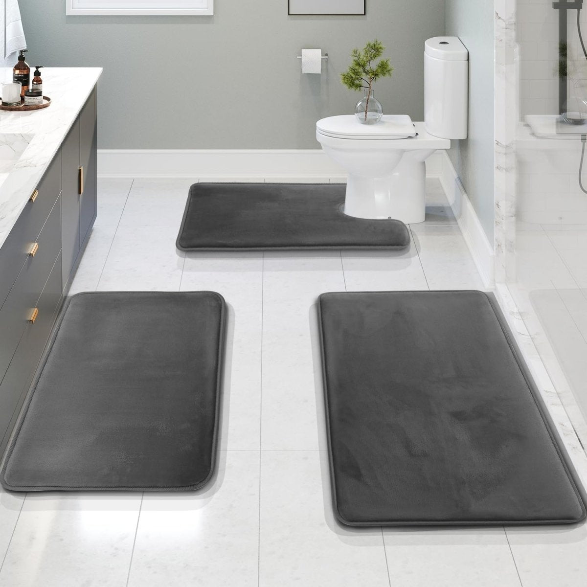 SOAKREST – Saugfähiges Badezimmerteppich-Set aus Memory-Schaum mit rutschfester Unterseite 3