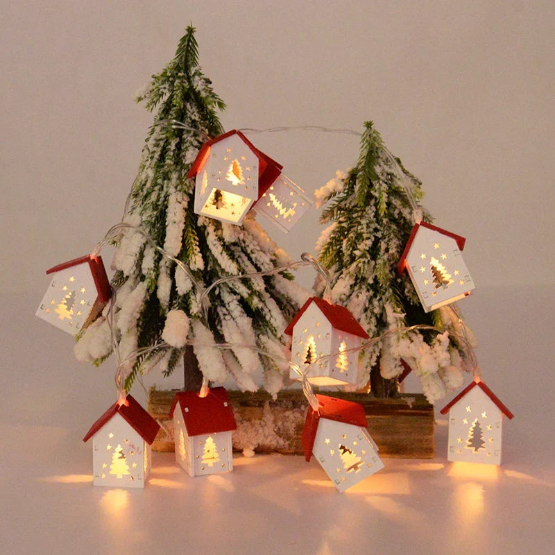 Holz-Weihnachtshäuser mit LED-Beleuchtung für Festliche Dekoration