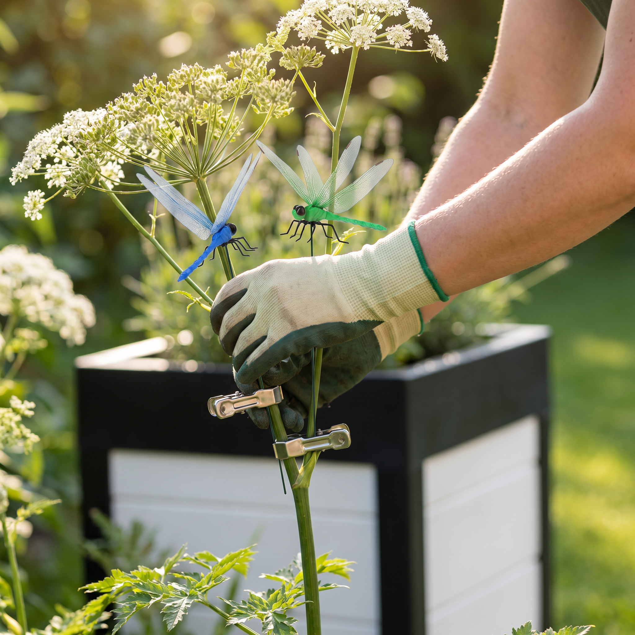 Libellen Klammern - Realistische Insektenabwehr für Haus und Garten (4 Stück)