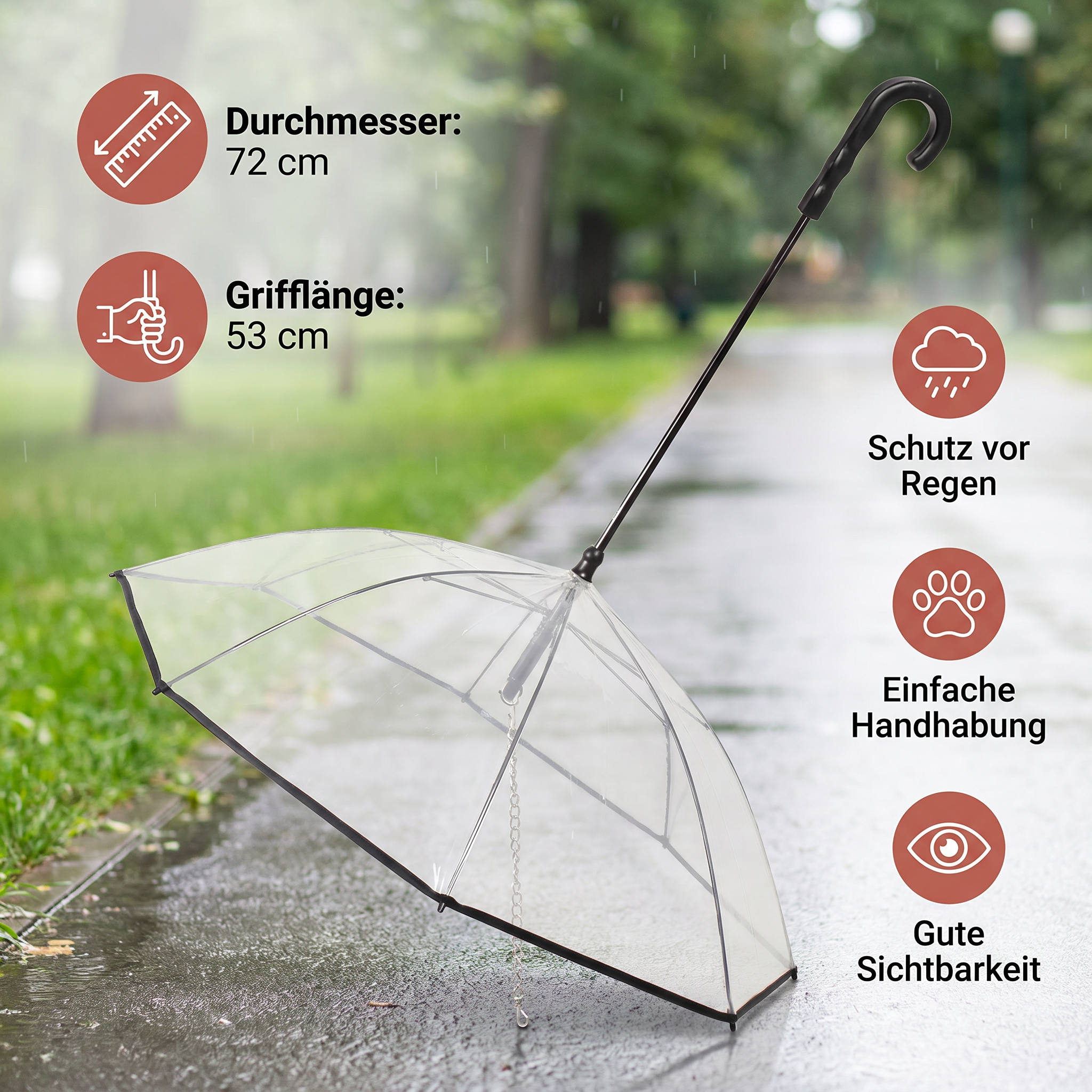 Transparenter Hunde Regenschirm mit Leine für kleine Hunde