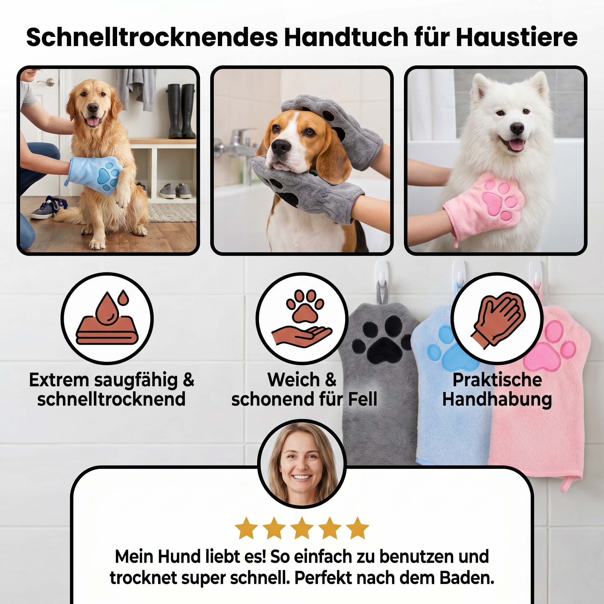 Schnelltrocknendes Handtuch für Haustiere