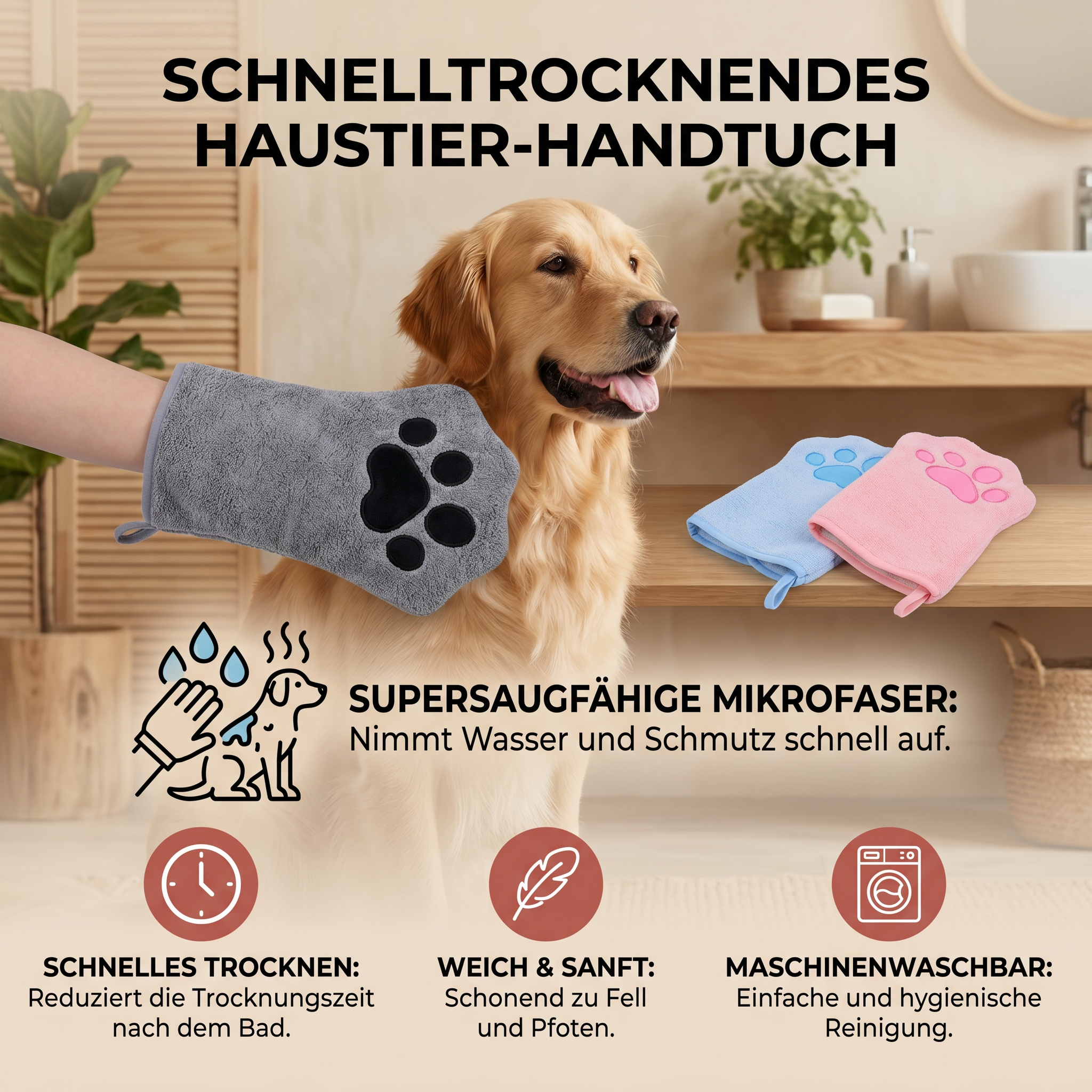 Schnelltrocknendes Handtuch für Haustiere