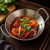 SizzleServe – Flache Edelstahlpfanne mit zwei Bratschalen 1