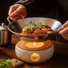 SizzleServe – Flache Edelstahlpfanne mit zwei Bratschalen 2