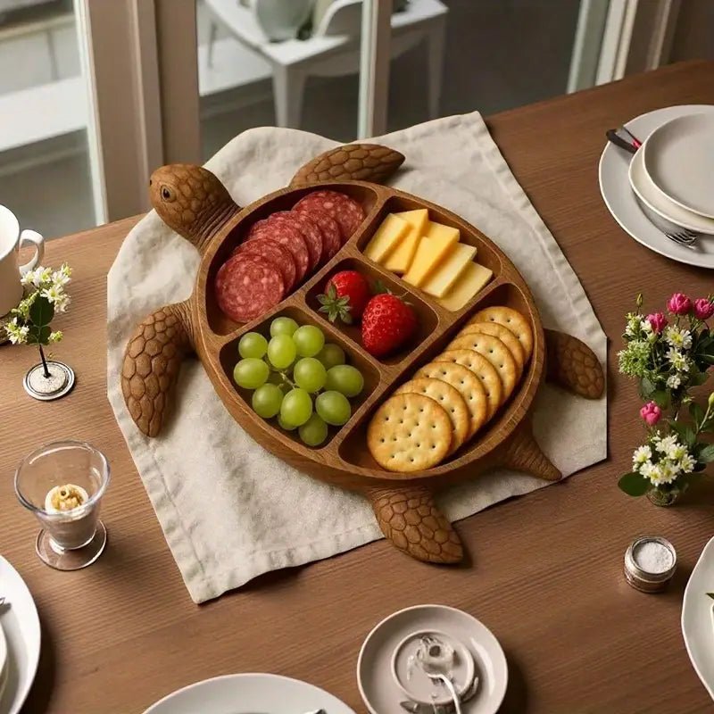 Turtlétier - Handgefertigte Snackplatte in Schildkrötenform aus Premiumholz 1