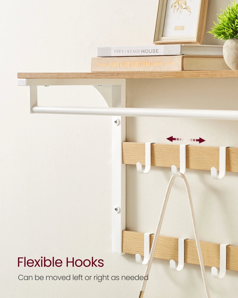 WALLVERA – 3-in-1 Wandgarderobe mit Ablage, Haken und Kleiderstange 4