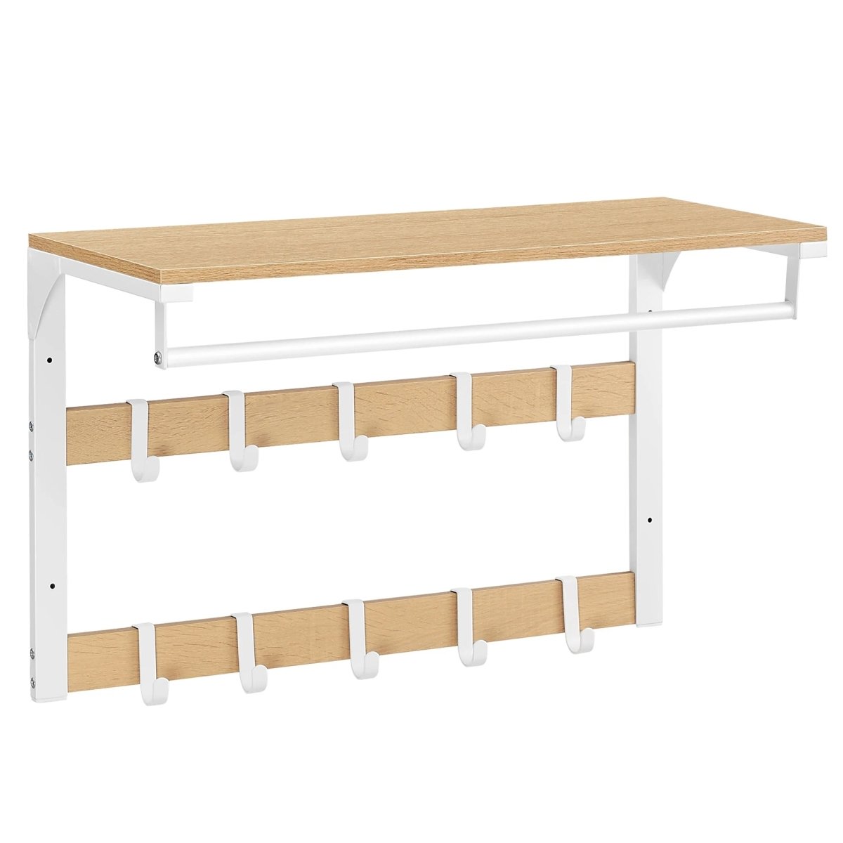 WALLVERA – 3-in-1 Wandgarderobe mit Ablage, Haken und Kleiderstange 7
