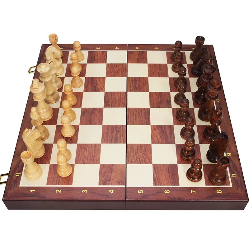 WALNORIS – Premium-Schachset aus Holz mit klassischem, klappbarem Walnussholzbrett 0