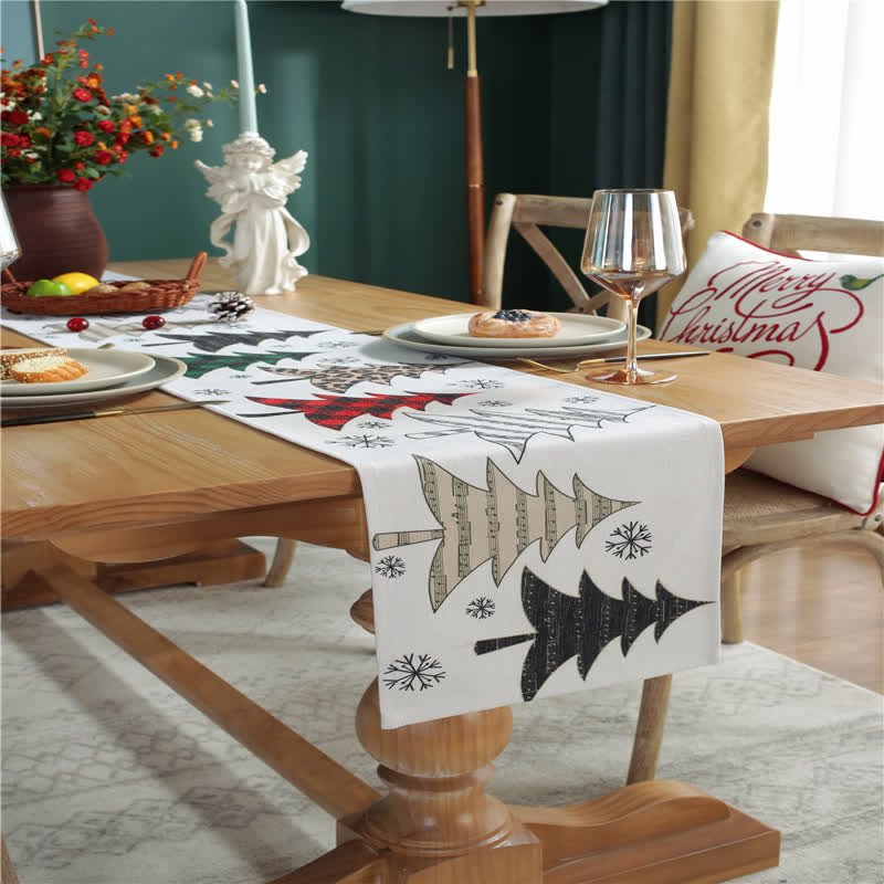 WINTERGRACE – Eleganter Tischläufer mit Weihnachtsbaum- und Schneeflockenmotiven 3