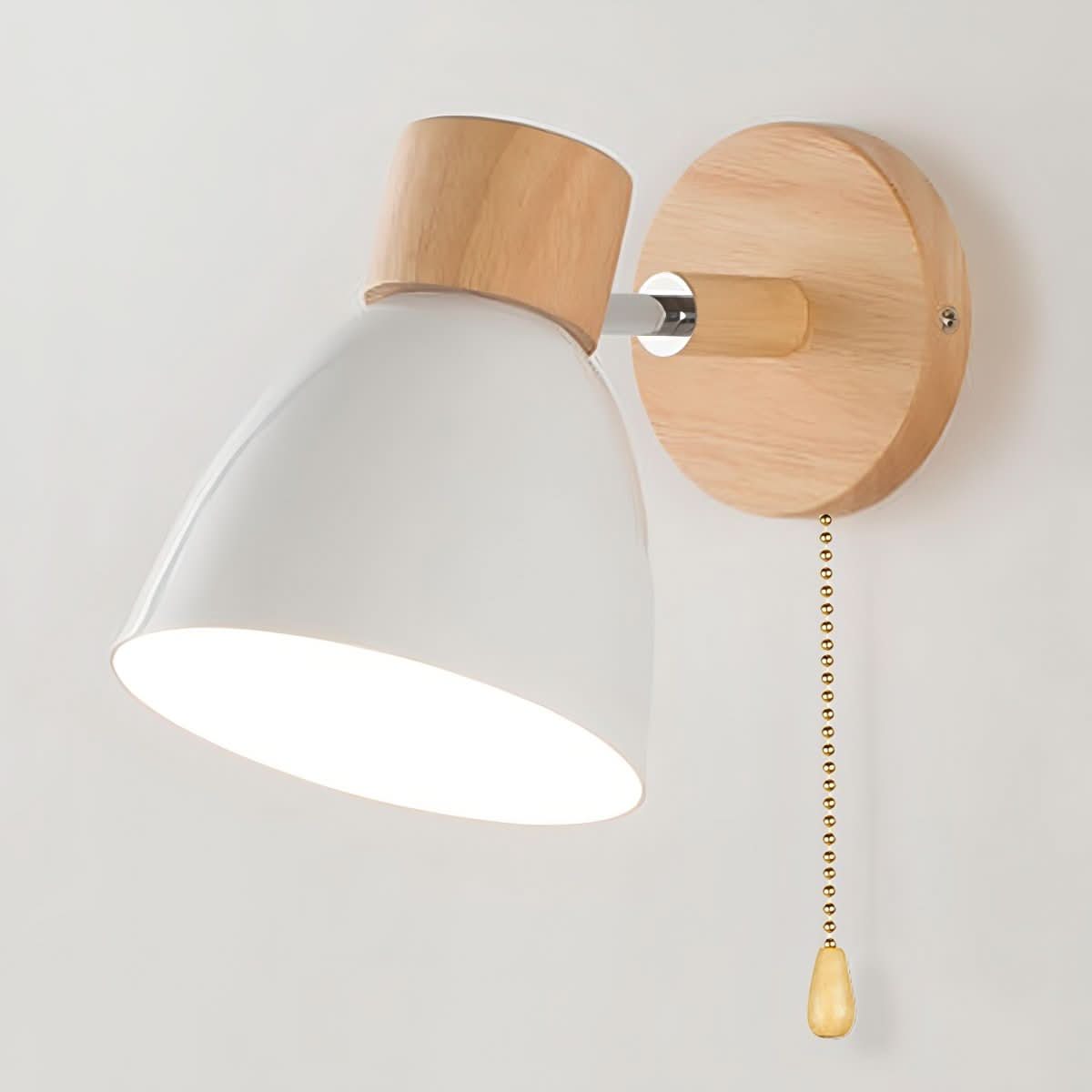 YADIEL Wand Lampe – Nordische Wandlampe Aus Holz Mit Zugschalter