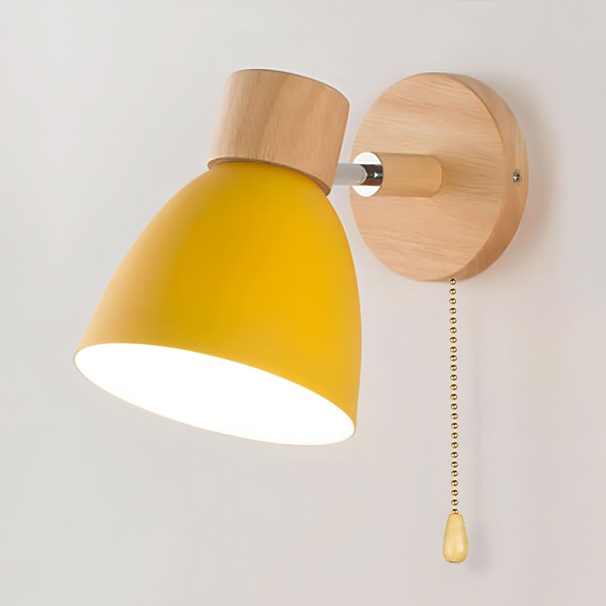 YADIEL Wand Lampe – Nordische Wandlampe Aus Holz Mit Zugschalter