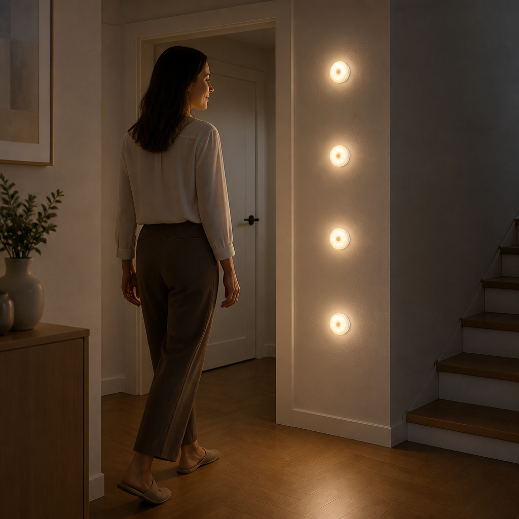 Wiederaufladbares LED Sensorlicht (4er-Set) – Magnetisch und automatisch für vielseitige Anwendungen