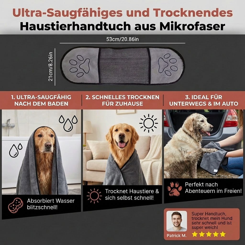 Ultra-Saugfähiges und Trocknendes Haustierhandtuch aus Mikrofaser