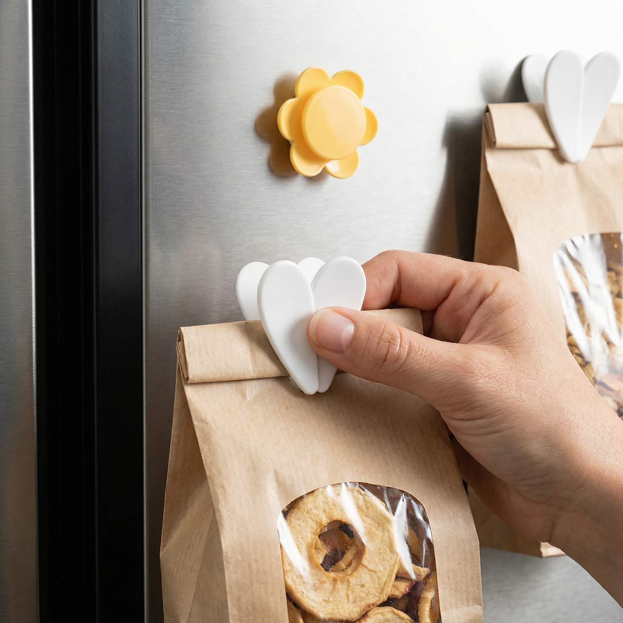 Gänseblümchen Beutelverschlüsse – Für Snacks & Lebensmittelaufbewahrung (4er-Set)