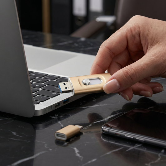 3-in-1 USB-Speicherstick – High-Speed USB 3.0 OTG-Stick mit Type-C-Adapter für ältere Smartphone & PC