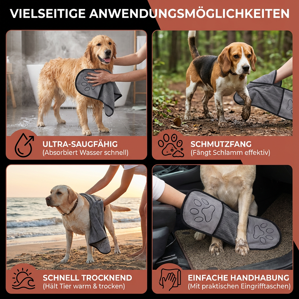 Ultra-Saugfähiges und Trocknendes Haustierhandtuch aus Mikrofaser