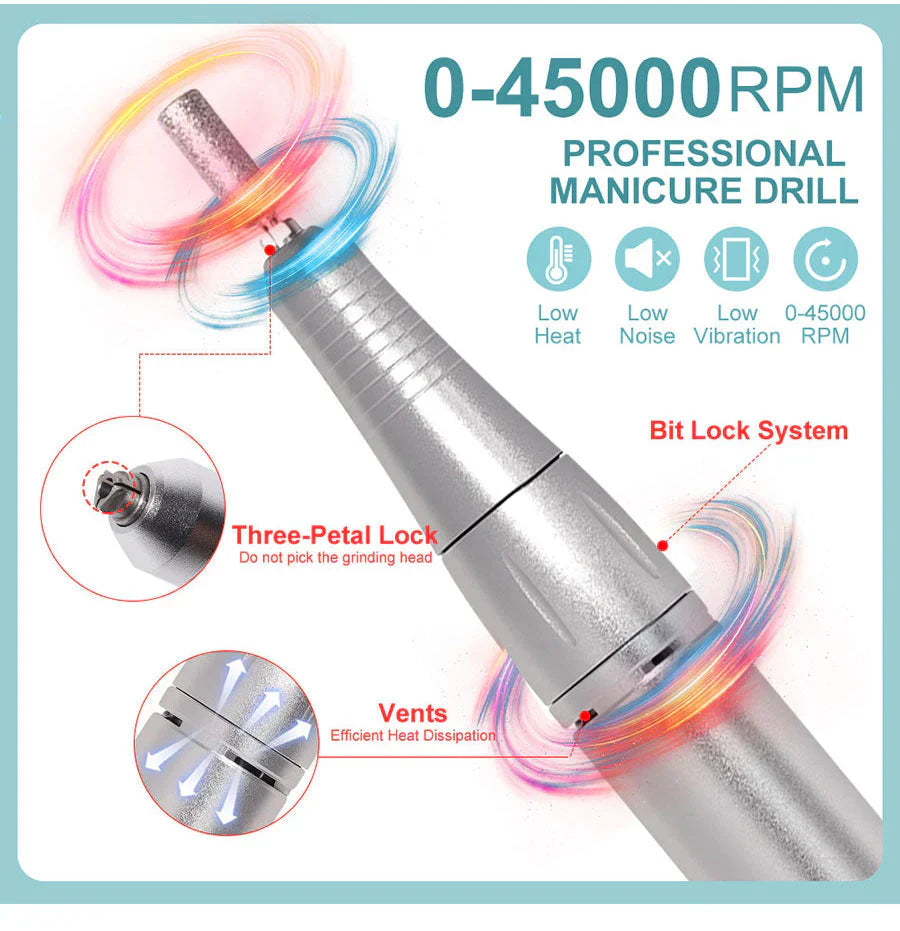 Hochleistungs-45000RPM Tragbare Elektrische Nagelfeile Mit Akku | Leises Design für Professionelle Maniküre