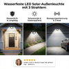 Wasserfeste LED Solar-Außenleuchte mit 3 Strahlern – 3 Lichtmodi & Bewegungsausleuchtung