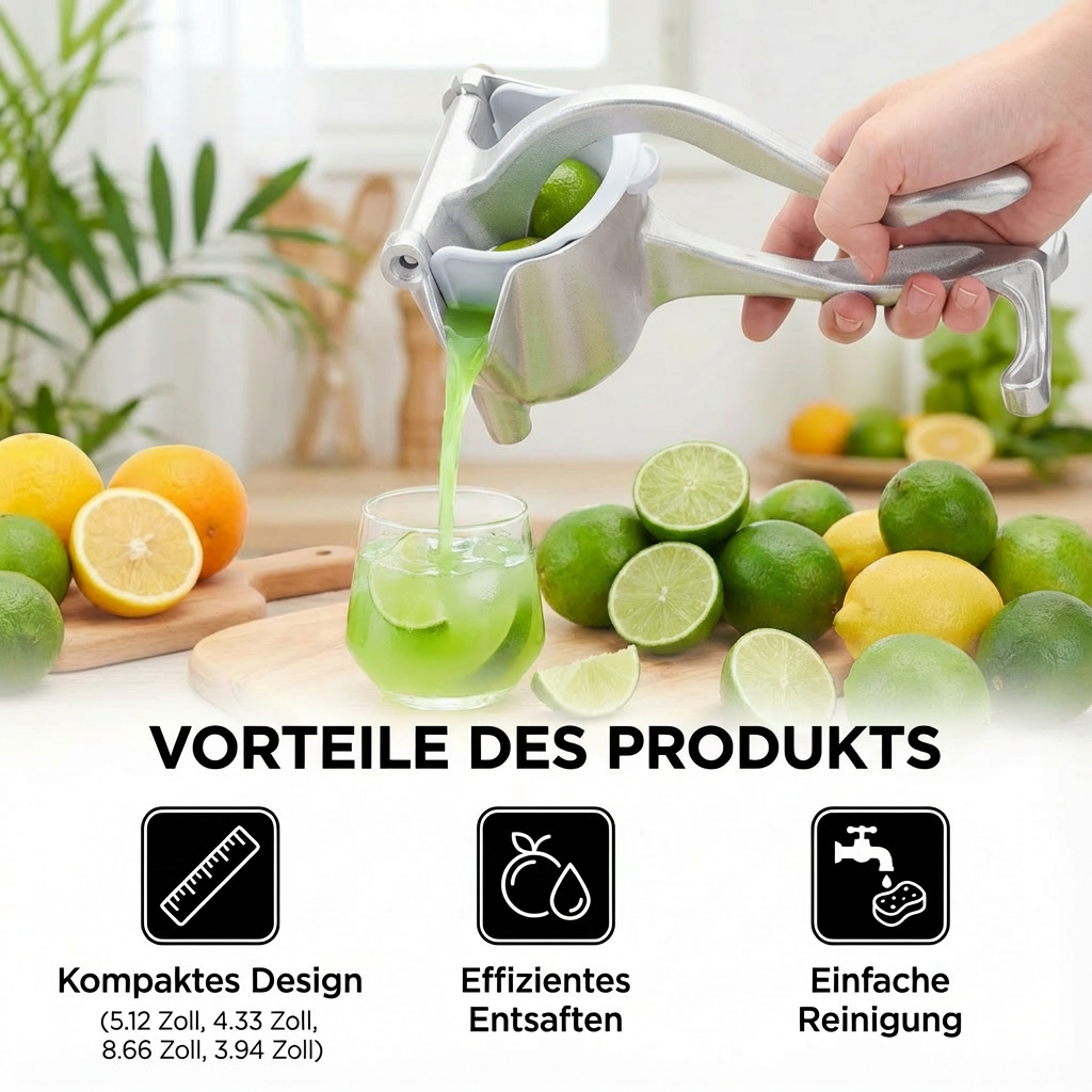 Aluminium-Handentsafter – Manuelle Presse für Früchte & mehr