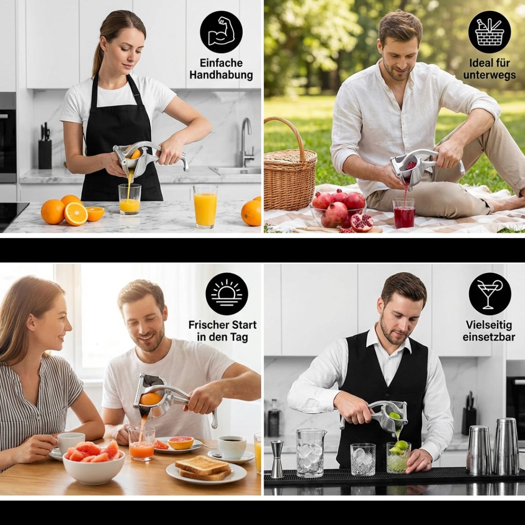 Aluminium-Handentsafter – Manuelle Presse für Früchte & mehr