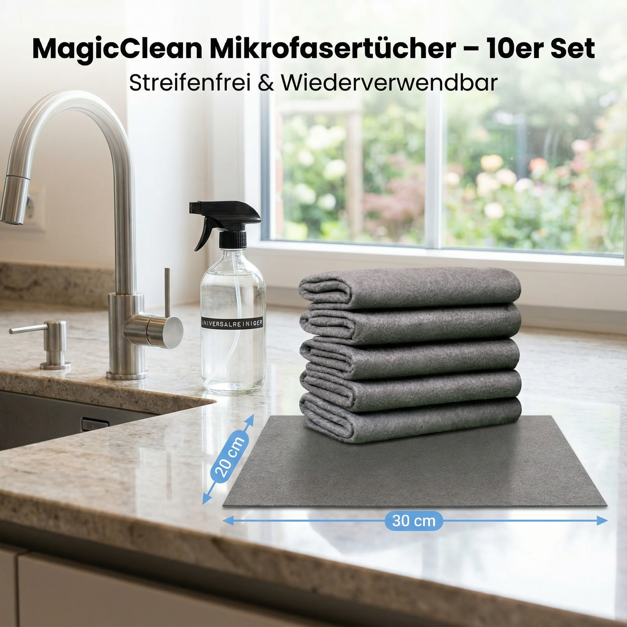 MagicClean Mikrofasertücher – 10er Set | Streifenfrei & Wiederverwendbar