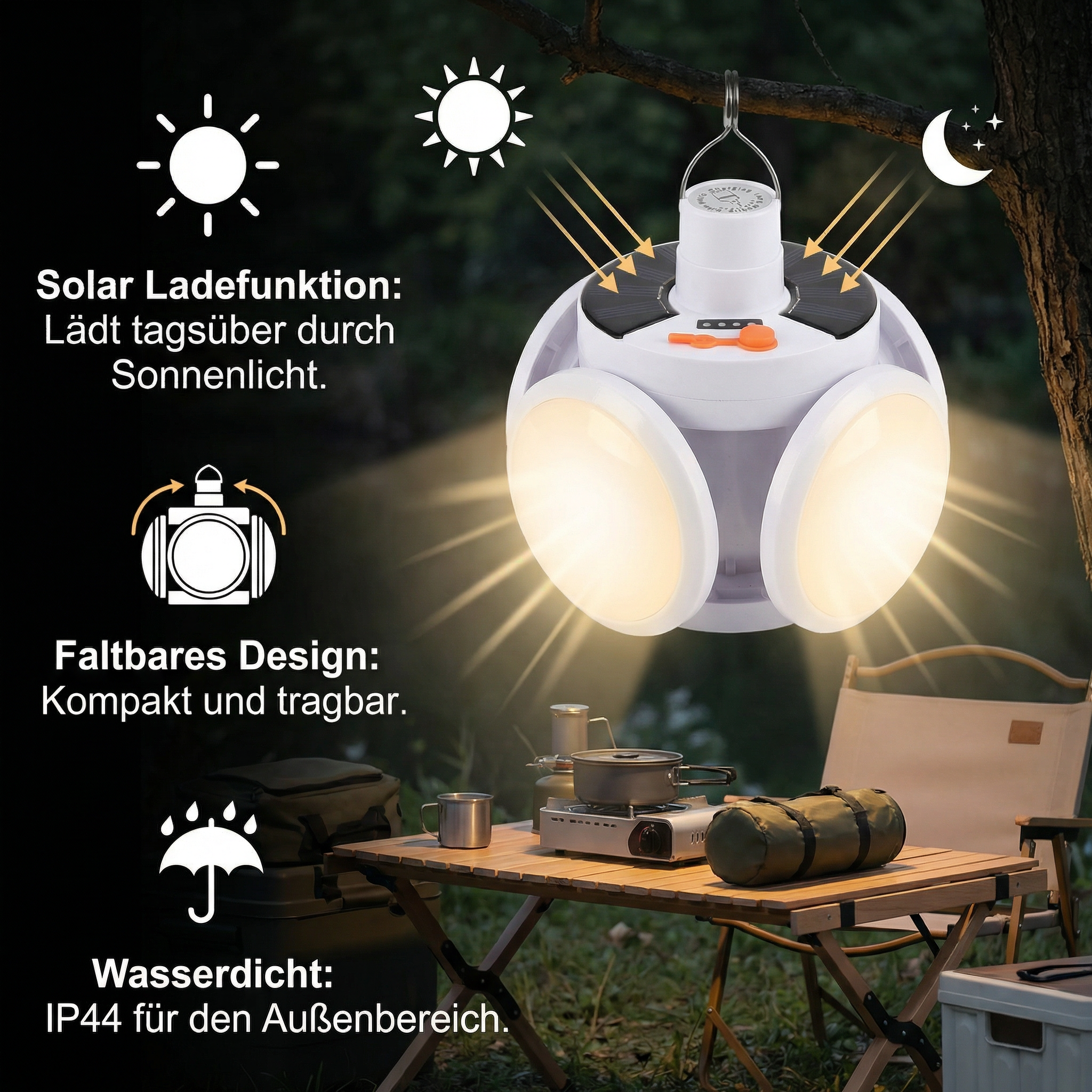 Praktische Solar Outdoor Faltbare Kugel Lampe