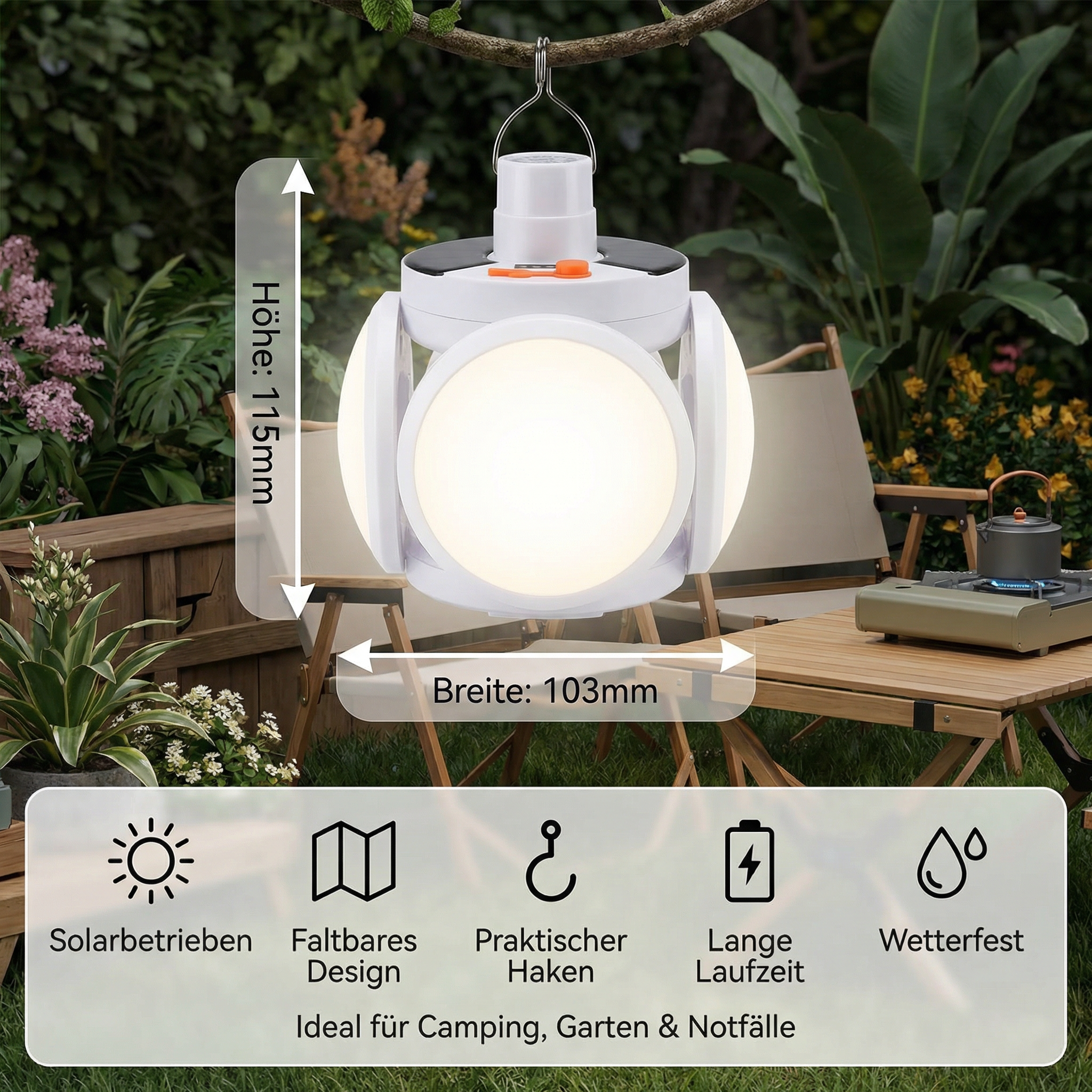 Praktische Solar Outdoor Faltbare Kugel Lampe