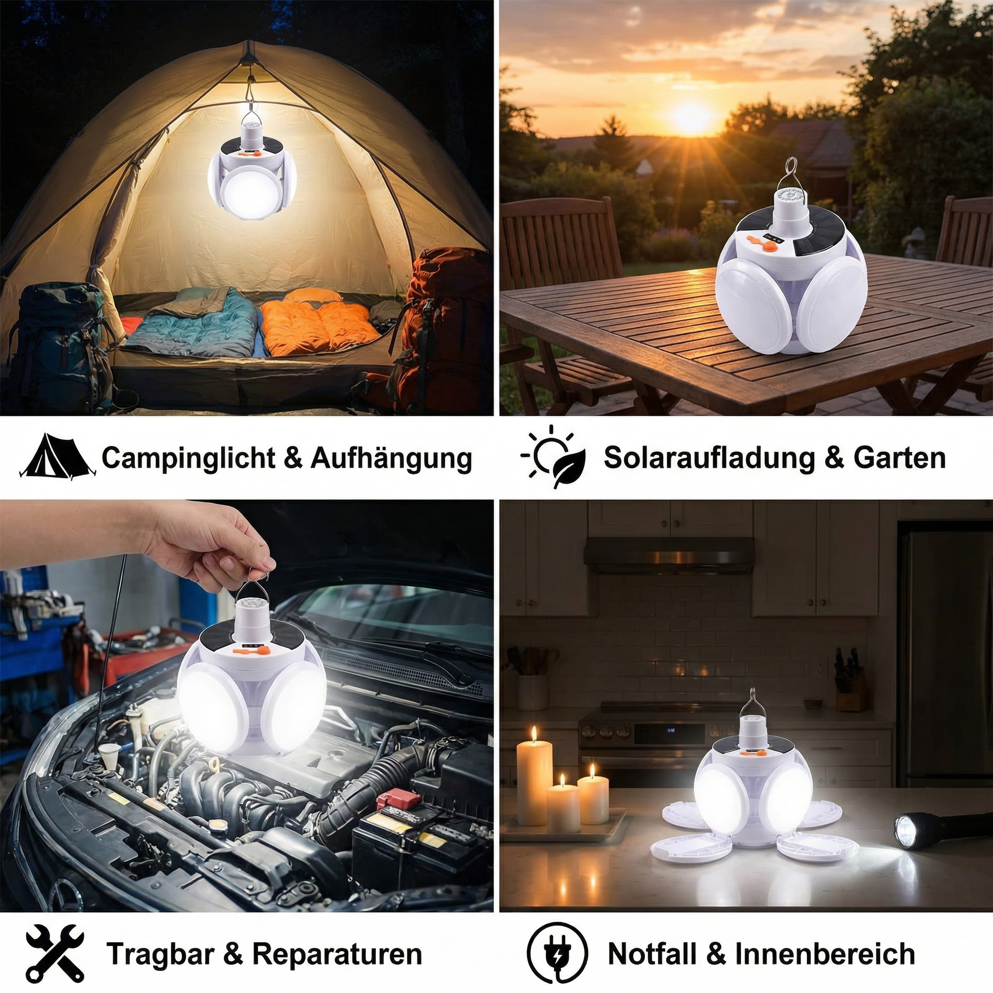 Praktische Solar Outdoor Faltbare Kugel Lampe
