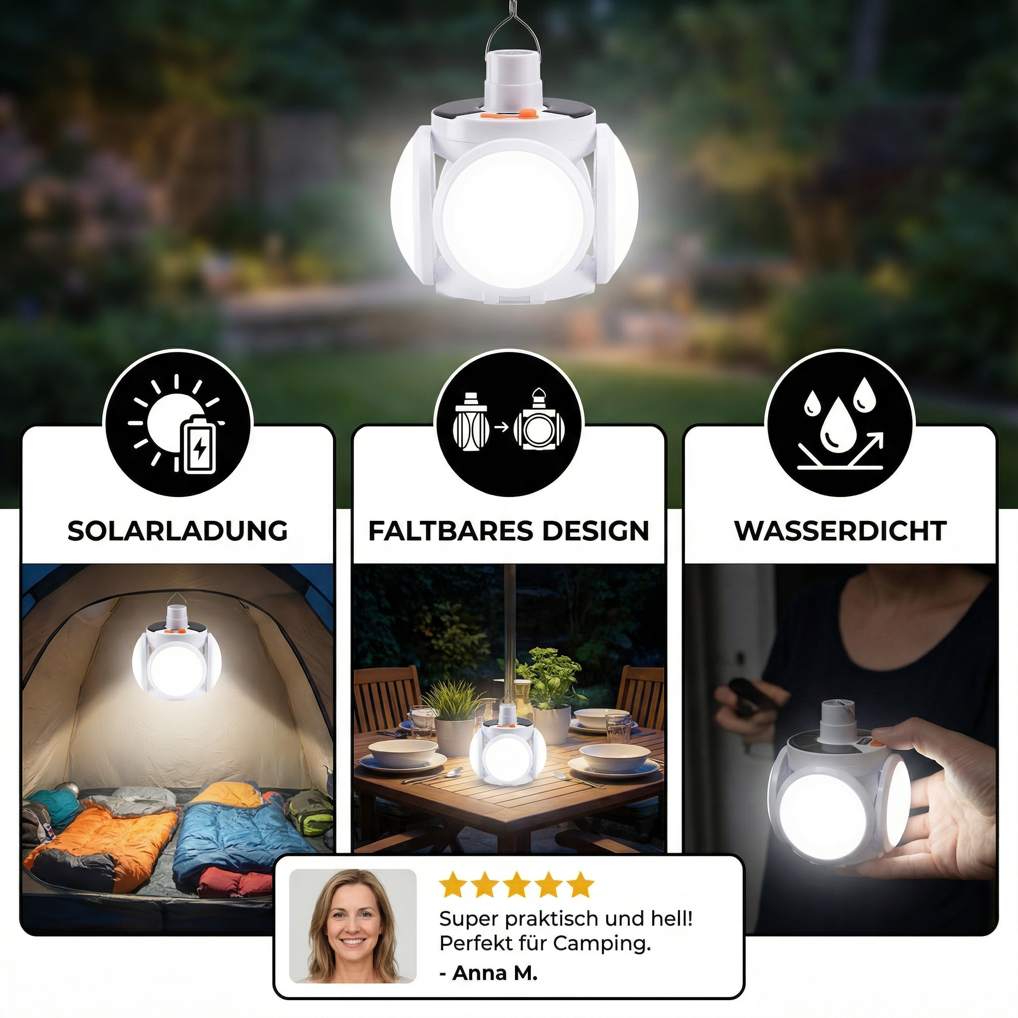 Praktische Solar Outdoor Faltbare Kugel Lampe