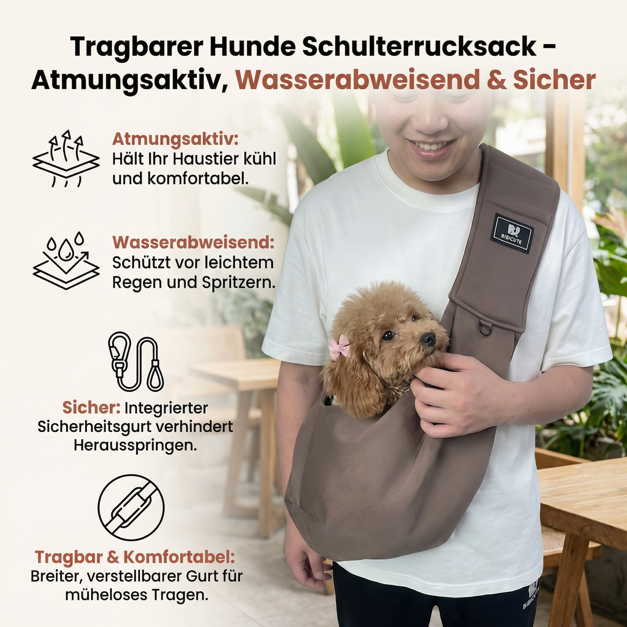 Tragbarer Hunde Schulterrucksack – Atmungsaktiv, Wasserabweisend & Sicher