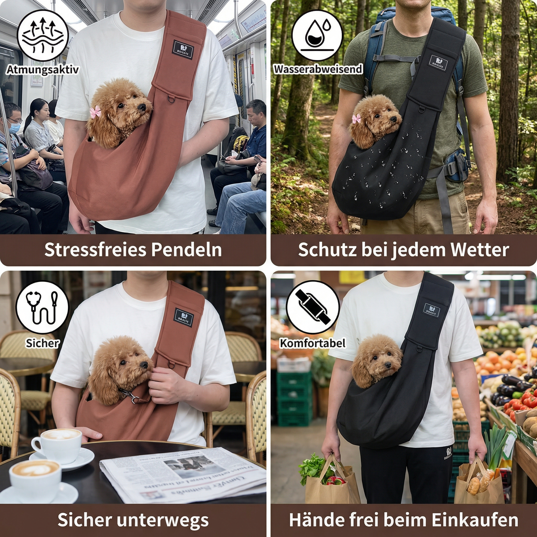 Tragbarer Hunde Schulterrucksack – Atmungsaktiv, Wasserabweisend & Sicher