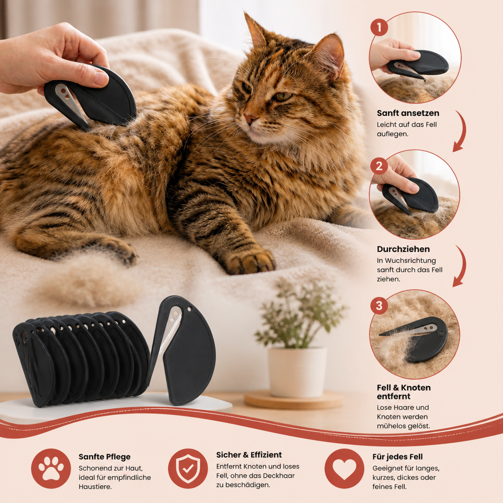 Fell-Entwirrer für Haustiere (10 Stück) – Sanfte Fellpflege & müheloses Entfernen von Knoten bei Hund & Katze