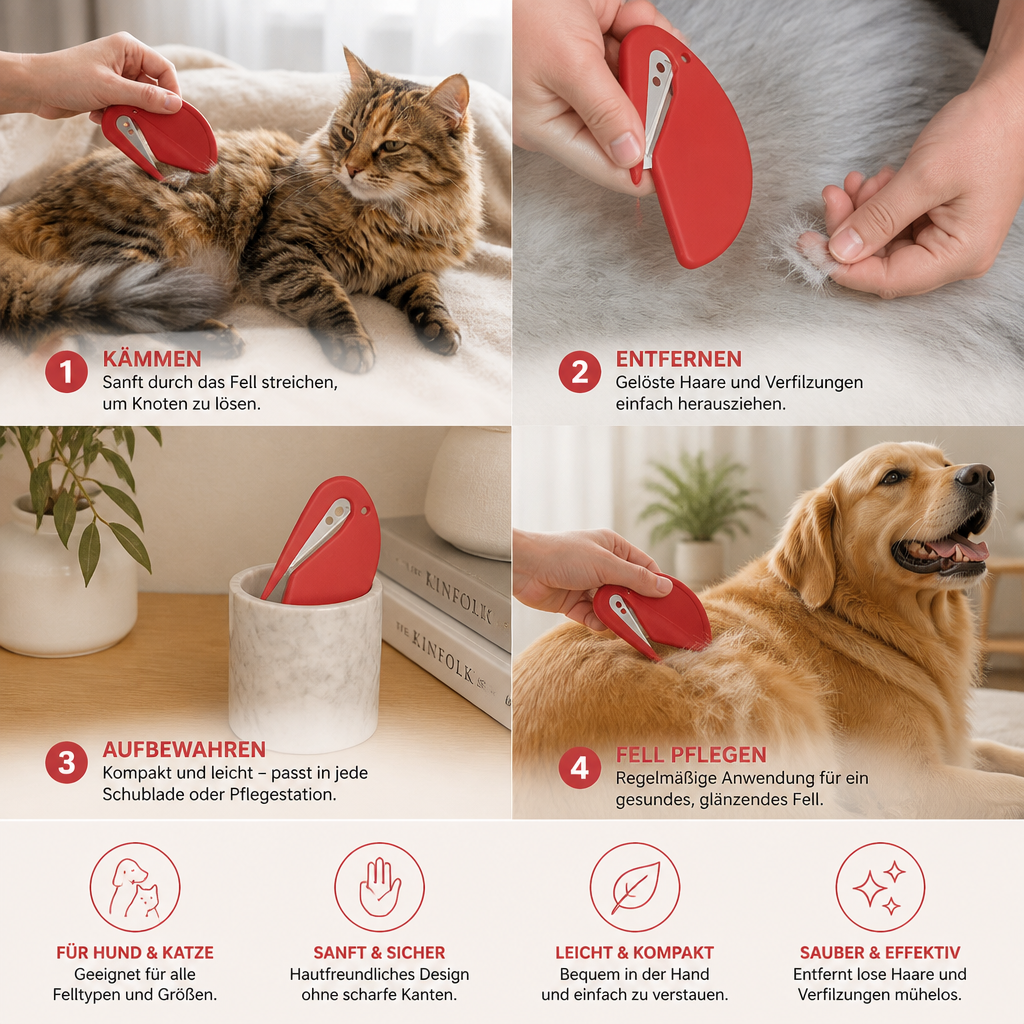 Fell-Entwirrer für Haustiere (10 Stück) – Sanfte Fellpflege & müheloses Entfernen von Knoten bei Hund & Katze