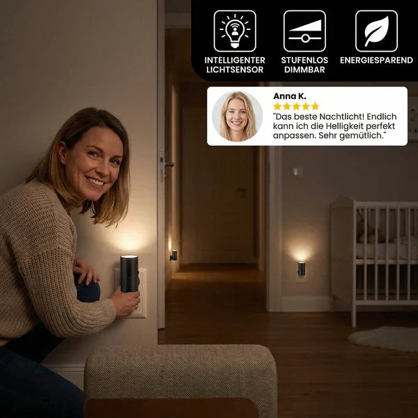 LED Nachtlicht für die Steckdose – Dimmbares Orientierungslicht mit Lichtsensor für ein gemütliches Zuhause