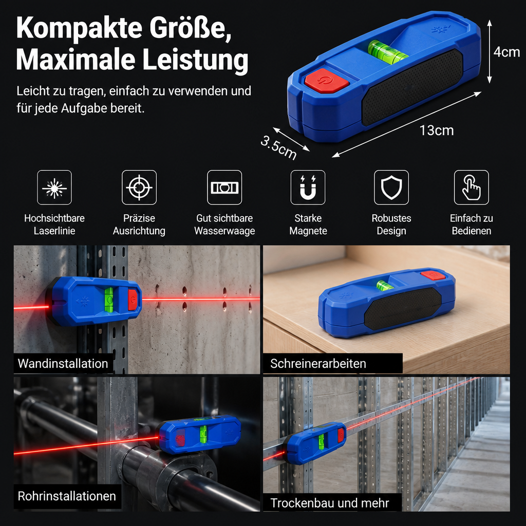 3-in-1-Magnet-Laserwasserwaage und Balkensucher