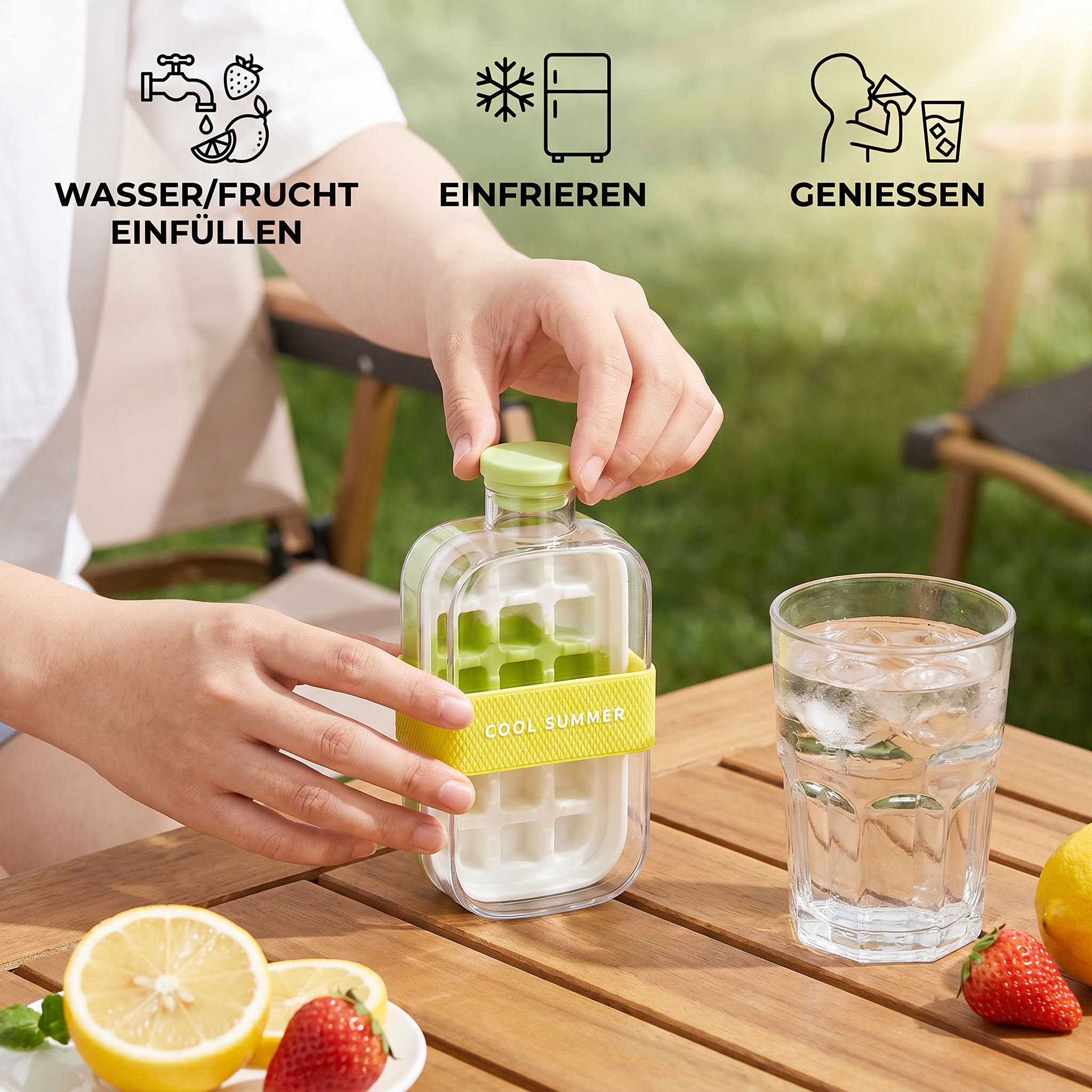 2in1 Eiswürfelform und Trinkflasche